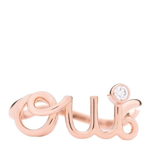 CHRISTIAN DIOR 18K Rose Gold Diamond Oui Ring .